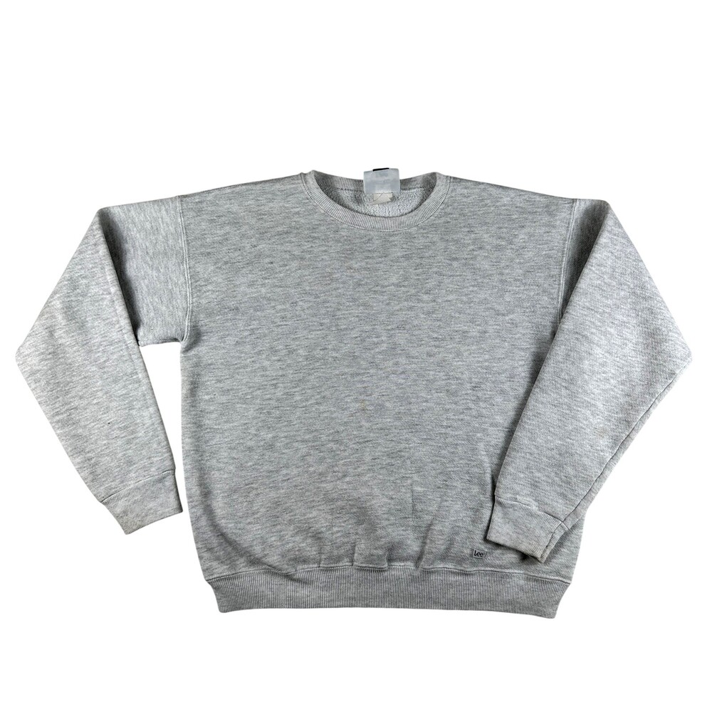 Vintage Lee Sweatshirt Womens Medium Gray Heavyweight Fleece Crewneck USA 90s